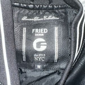 Black and white fried denim jacket size medium